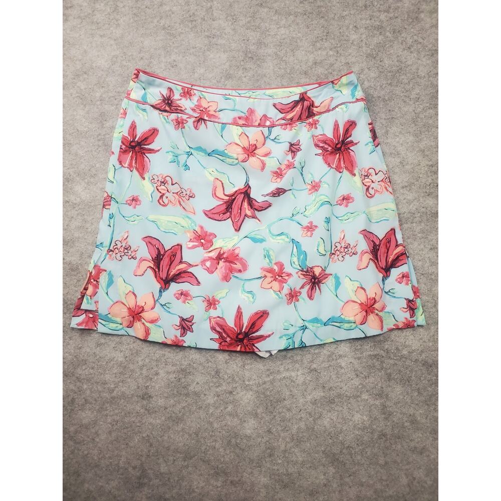 Women's Izod Size 8 Blue And Pink Floral Skort Activewear Golf Skort